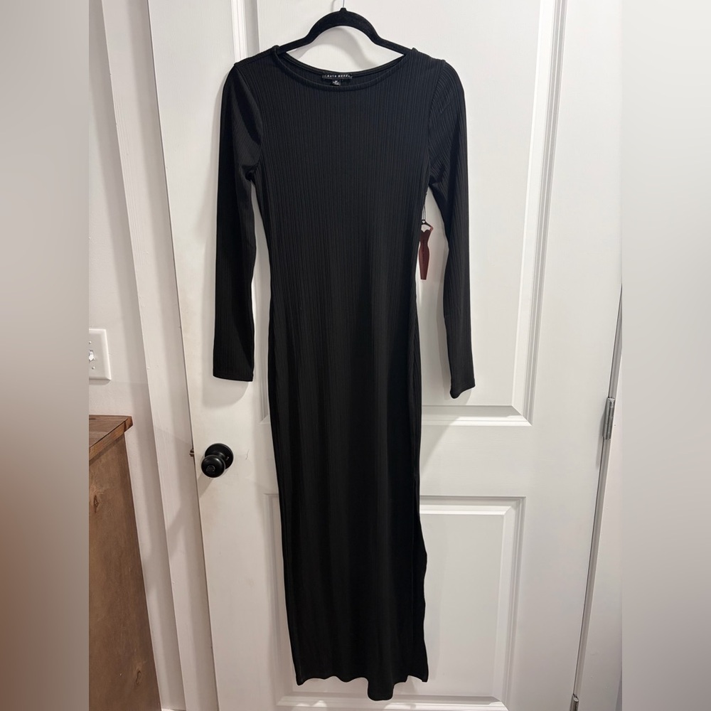 Pink Blush Maternity Black Ribbed Long Sleeve Dress from Pink Blush